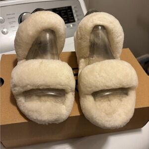 UGG Cozy Cream Fuzzy Sandals